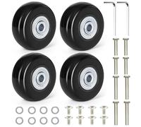YSWOVUO Ruote per Valigia, Set di 4 Ruote Trolley Ricambio 50 mm x 18 mm, Ruote per Trolley con Assi Chiave di Riparazione 31/37 mm, Gomma Ruote Ricambio per Valigie e Pattini in Linea e Skateboard