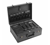 YsXoWiui Valigetta per Parrucchiere Organizer Cassetta Custodia Bauletto Porta Attrezzi in Lega di Alluminio con Doppio Livello Maniglia Rinforzata di, Black, L