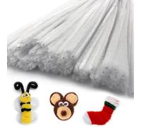 YSYONBOE 100 Pezzi Scovolini Ciniglia, Scovolini Colorati per Lavoretti, Bastoncini Decorativi in Ciniglia Pipe Cleaner per Arte Decorativi Artigianato Decorazion Fai da Te (Bianco)