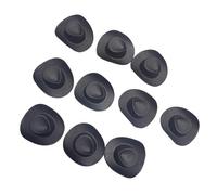 Ysyqkn 10 Pezzi Cappello Cowboy Miniatura Mini Cappello Western Bambola Decorazione PP Compatto Adatto per Cake Topper Gioco Festa Casa delle Bambole, Nero