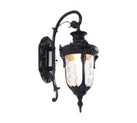 Ysyqkn Applique da Esterno, Lampada da Parete, Lanterna con Struttura in Alluminio E Vetro Sigillati E Attacco E27 per Una Suggestiva Luce Ambientale, Nero 23cmx43cm