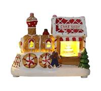 Ysyqkn Casa Villaggio Natalizio in Resina Paesaggio Luminoso con LED Ornamento Edificio Innevato Scenario Decorativo Adatta a Scrivania Tavolo Regalo Festa, Torta