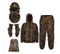 Ysyqkn Ghillie Suit Completo con Maschera Integrale Guanti Giacca Pantaloni E Cappuccio 3D Foglioso Realizzato in Materiale Leggero E Traspirante Adatto per, M L
