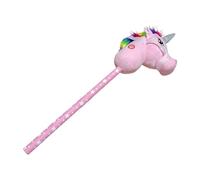 Ysyqkn Hobby Horse Giocattolo Cavallo Asta Peluche Animale con Suono Realistico in Cotone Pp Adatto per Bambini Regalo Feste Interno Esterno, Arcobaleno Rosa