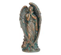 Ysyqkn Statua Angelo da Giardino Ornamento da Esterno con Luce Solare Angioletto in Resina Resistente Adatta per Giardino Patio Decorazione Casa Balcone, Colore Rame