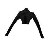 Ysyqkn Top Corto Maniche Lunghe Aderente in 1:6 per Mini Bambola, Top Casual per Action Figure Femminile in 1:2 (30 Cm), Nero