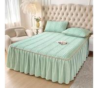 YSZBD Gonna da Letto Elasticizzata Avvolgente Matrimoniale Vestiletto Singolo Colorato Mantovana Giroletto Balze Elasticizzate Copri Materasso(d1,200x220cm)