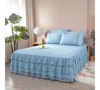 YSZBD Gonna da Letto Elasticizzata Avvolgente Matrimoniale Vestiletto Singolo Colorato Mantovana Giroletto Balze Elasticizzate Copri Materasso(c6,180x200cm)