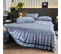 YSZBD Gonna da Letto Elasticizzata Avvolgente Matrimoniale Vestiletto Singolo Colorato Mantovana Giroletto Balze Elasticizzate Copri Materasso(e4,150x200cm)