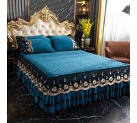 YSZBD Gonna da Letto Elasticizzata Avvolgente Matrimoniale Vestiletto Singolo Colorato Mantovana Giroletto Balze Elasticizzate Copri Materasso(a8,150x200cm)