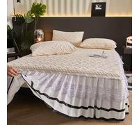 YSZBD Gonna da Letto Elasticizzata Avvolgente Matrimoniale Vestiletto Singolo Colorato Mantovana Giroletto Balze Elasticizzate Copri Materasso(e1,180x200cm)