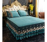 YSZBD Gonna da Letto Elasticizzata Avvolgente Matrimoniale Vestiletto Singolo Colorato Mantovana Giroletto Balze Elasticizzate Copri Materasso(a1,180x200cm)