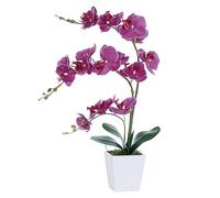 YSZL Orchidea artificiale in vaso, orchidea artificiale in vaso di ceramica, orchidee alte in seta con steli, aspetto reale, composizione di fiori Phalaenopsis centrotavola decorazioni per la casa per
