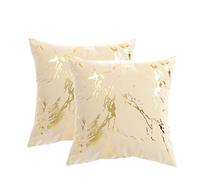 YT-KOKE Marble Pattern Velvet Pillow Cover, Set of 2, Decorative Pillow Sham for Home Decoration, Soft And Breathable Throw Pillow Cases (Beige)