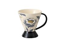 YT-KOKE Retro Blue Peony Pattern Porcelain Mugs,11 Oz Ceramic Coffee Tall Tea Cup with Handle, Drinking Mug Cups for Latte, Tea, Cocoa