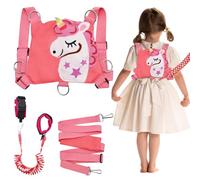 YTACREA Guinzaglio per Bambini 3 in 1, Unicorno Braccialetto Bambini Antismarrimento con Serratura a Chiave, Portatile Che Cammina Anti-Perso Harness per Bambini di Età 1-6 Anni