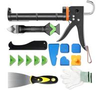 YTACREA Set di Pressa per Cartucce in Silicone di 15 Pezzi, Pistola Silicone Professionale, Strumento per la Rimozione di Sigillante, Raschietto, Guanti per Bagno, Cucina, Pavimento, Fughe per Lavello