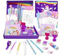 YTACREA Unicorno Set Cancelleria Ragazza, Diario Creativo Bambina, Regali per Ragazze di 8 9 10 11 12 Anni, Arti e Mestieri per Bambini Adolescenti, Cadeau pour Compleanno et Noël, 124 Pièces