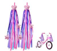 YTAXYZWR 1 Paio Streamer Decorativi per Bicicletta e Scooter, Nappe Colorate per Manubrio con Stelle e Farfalle, Decorazioni PVC e Poliestere 28 cm, Viola Rosa