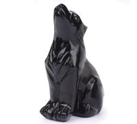 Ytbeoxk Statua di lupo in ossidiana nera da 5,3 cm, regalo di compleanno, decorazione in cristallo curativo, statuette totem, pietre preziose, per camera da letto, ufficio, Natale, meditazione, regalo