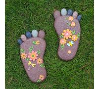 YTBHSHXZ, 1 Paio di Pietre for Modellare i Piedi all'aperto, Pietre Colorate for Prati/aiuole/passerelle da Giardino(Dark Brown)