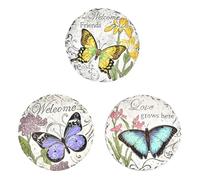 YTBHSHXZ, 3 Pietre Rotonde tridimensionali for vialetti con Stampe di Farfalle, Animali o Uccelli, Divertenti e Carine for gradini da Giardino.(Butterflies,26 cm)