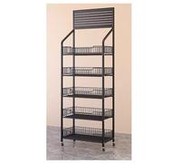 YTBHSHXZ, 4/5 ripiani con ganci, for armadietti da cucina for ufficio, dispensa, feste in concessione, organizer for scaffali facile da montare(Black 5 Tier,L 50CM/20IN)