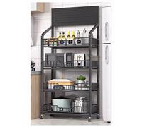 YTBHSHXZ, 4/5 ripiani con ganci, for armadietti da cucina for ufficio, dispensa, feste in concessione, organizer for scaffali facile da montare(Black 4 Tier,L 50CM/20IN)
