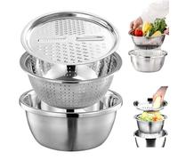 YTBHSHXZ, Bacinella multifunzionale in acciaio inox, bacinella for triturare e scolare, set 4 in 1 for scolapasta(10 inches)
