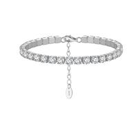 YTBHSHXZ， Bracciali da Tennis Rosa con Taglio Rotondo da 4 mm per Le Donne S925 Bracciale da Tennis Classico in Argento Sterling con Diamanti coltivati in Laboratorio(White_White Gold)