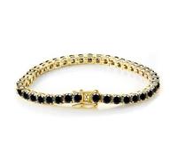 YTBHSHXZ， Bracciali in Oro da Donna Taglio Rotondo D Colore VVS1 Chiarezza Bracciali Tennis con Diamanti Neri Bracciali in Argento 925(Gold_8.5 in 4mm)