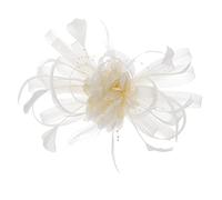 YTBHSHXZ， Cappelli da sposa con piume e fiori, da donna, stile europeo e americano, accessori for capelli da sposa, da festa, Fedora(White)