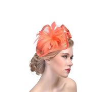 YTBHSHXZ， Cappelli da sposa con piume for donna, copricapo vintage, copricapo da cocktail e da tè(White)