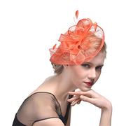 YTBHSHXZ， Cappello a rete da donna, con fermaglio for capelli, for matrimonio, cocktail, tè e feste, con fiori e piume.(Champagne)