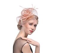 YTBHSHXZ， Cappello da donna con fascinator, in maglia solida, con fiori e piume, fascia for capelli, fermaglio for cocktail e tè.(Champagne)