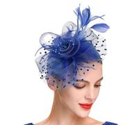 YTBHSHXZ， Cappello da sposa con fascinator da donna, accessori for capelli da sposa, copricapo vintage in rete, fermagli for capelli, testa di piume e fiori(Colour 4)