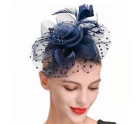 YTBHSHXZ, Cappello da sposa con fascinator da donna, accessori for capelli da sposa, copricapo vintage in rete, fermagli for capelli, testa di piume e fiori(Colour 3)