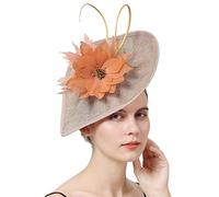 YTBHSHXZ， Cappello da sposa con fermaglio for capelli, da donna, con piume, for feste e accessori for capelli(Gold)