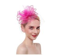 YTBHSHXZ， Cappello da sposa con piume, copricapo in rete, for donna, cocktail, tè, festa, con fiori(Beige)