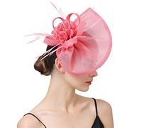 YTBHSHXZ， Cappello da sposa con piume, da donna, in rete, for cocktail, accessori for capelli, copricapo da festa e da tè(GOLD)