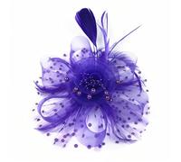 YTBHSHXZ， Cappello da sposa con velo in rete e piume, accessorio for capelli da sposa, da cocktail(Purple)