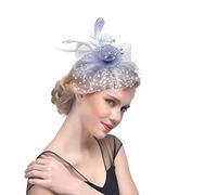 YTBHSHXZ， Cappello da sposa con velo in rete e piume, accessorio for capelli da sposa, da cocktail(Yellow)