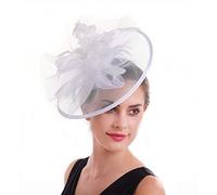 YTBHSHXZ, Cappello da sposa, da donna, in rete, for matrimonio, con fascinator, accessorio for capelli da sposa, for chiesa e feste(White)
