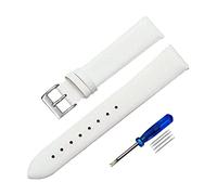 YTBHSHXZ Cinturino for orologio da uomo e donna, in vera pelle, con trama semplice, colori vivaci, 12 mm a 22, fibbia ad ardiglione lucida(White Silver)