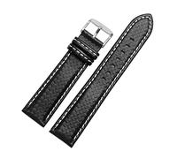YTBHSHXZ Cinturino for orologio da uomo in fibra di carbonio Leat 18 mm a 24 con cuciture rosse e chiusura fodera in pelle(White Pin Clasp)