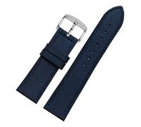 YTBHSHXZ Cinturino for orologio impermeabile in vera pelle con cuciture in nylon da 18-24 mm, cinturino di ricambio for anti-sudore(Blue Silvery Buckle)