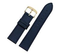 YTBHSHXZ Cinturino for orologio impermeabile in vera pelle con cuciture in nylon da 18-24 mm, cinturino di ricambio for anti-sudore(Blue Gold Clasp)