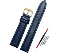 YTBHSHXZ Cinturino for orologio in pelle blu da 12 mm a 23, cinturino di ricambio for, accessori for orologi(Plain Blue Gold,14mm)