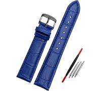 YTBHSHXZ Cinturino for orologio in pelle blu da 12 mm a 23, cinturino di ricambio for, accessori for orologi(Blue Black Buckle,16mm)