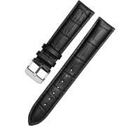 YTBHSHXZ Cinturino in pelle for orologio da 10 mm a 24, cinturino polso for uomo e donna, accessori di ricambio for orologi(Black Silver,20mm)